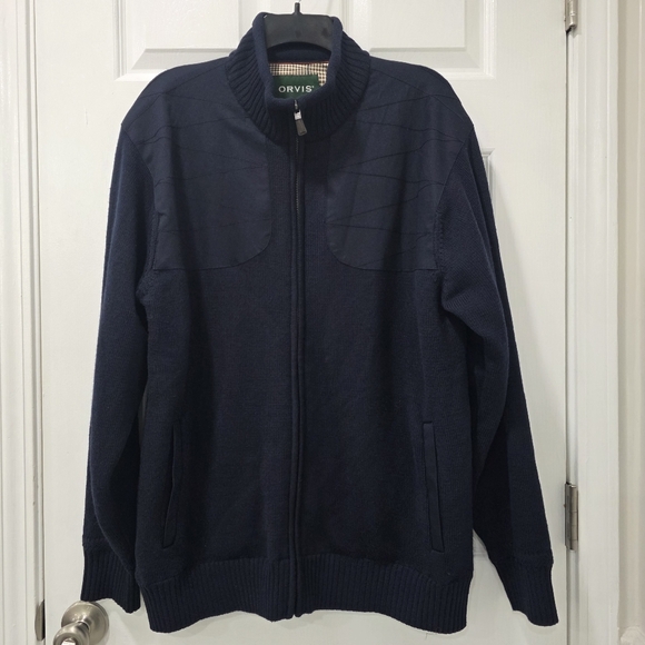 Orvis Ultimate Foul-Weather Shooting Full-Zip Sweater Navy Blue Size L - Picture 3 of 16